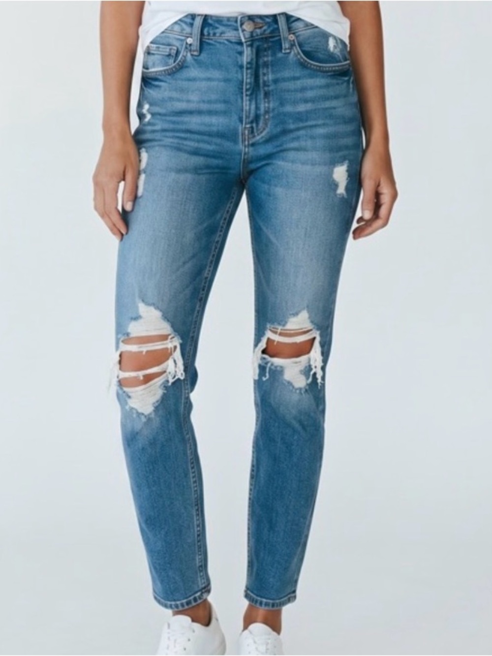 Hollister Women's Blue Distressed Skinny Jeans